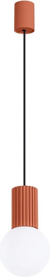 Lustră portocalie cu abajur din sticlă ø 12 cm Orbital – Sollux