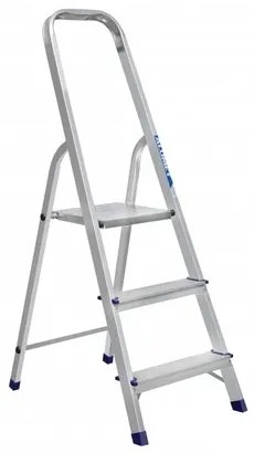 Alumet AM 703 Scări din aluminiu cu o singurălatură, 2 plus 1, 3 trepte, 60 cm