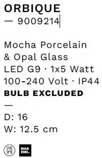 Aplica baie protectie IP44, Portelan mocha, ORBIQUE 16cm