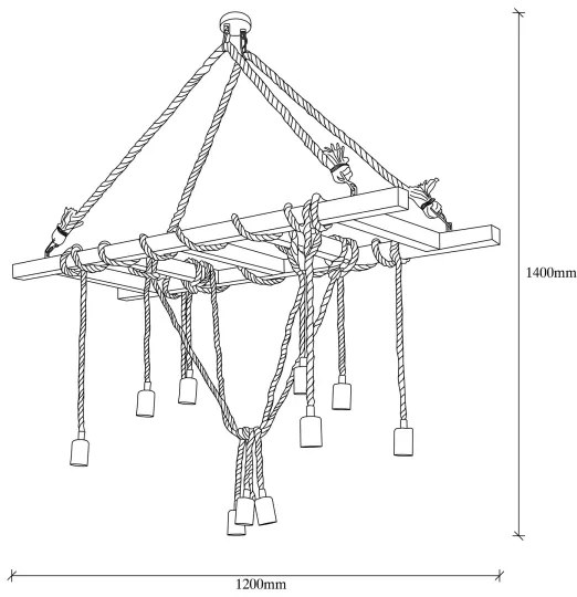 Candelabru suspendat pe cablu EREBOS 12xE27/40W/230V, maro