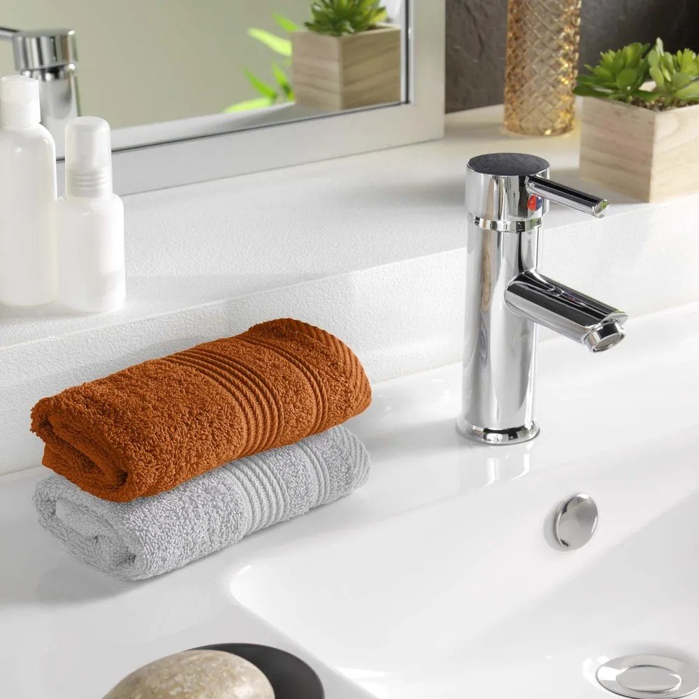 Prosop teracotă din bumbac din frotir 30x50 cm Tendresse – douceur d'intérieur