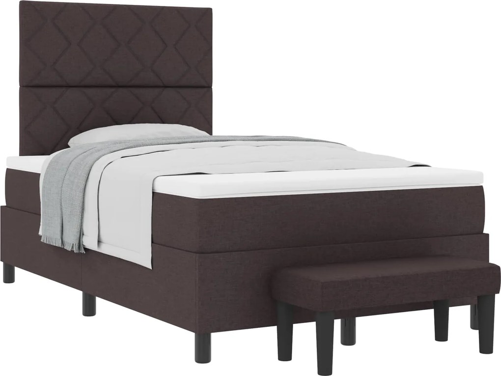 vidaXL Pat cu arcuri cu saltea Maro închis 120 x 190 cm țesătură