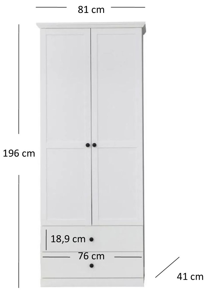 Dulap de haine Brendon (alb). 1052785