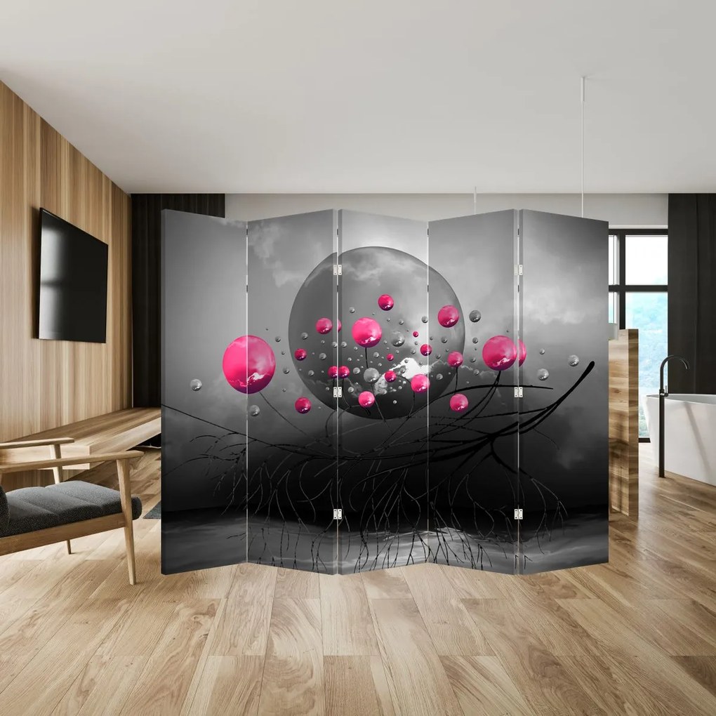Paravan - Bile abstracte roz (210x170 cm)