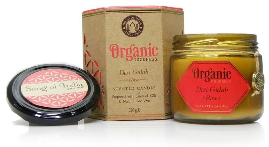 Lumânare organică Desi Gulab - Trandafir 200 g înpahar de chihlimbar