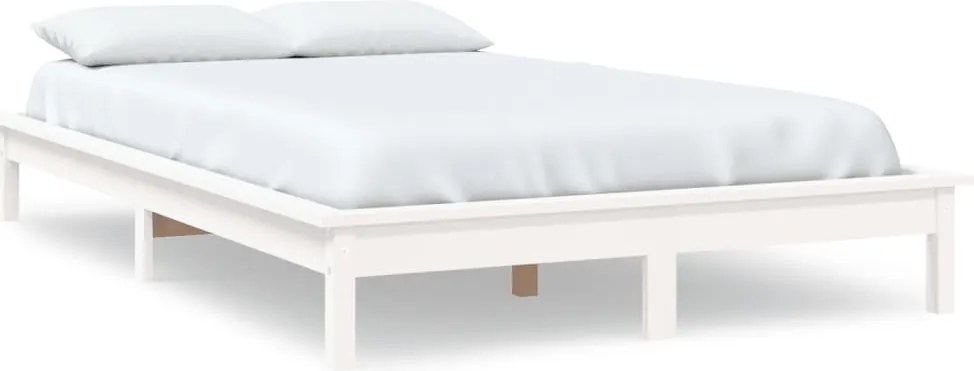 vidaXL Cadru de pat, alb, 160x200 cm, lemn masiv de pin