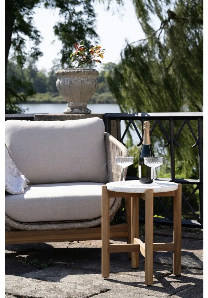 Terracina Masă de luat masa acacia/terrazzo, natural, ø37x46 cm