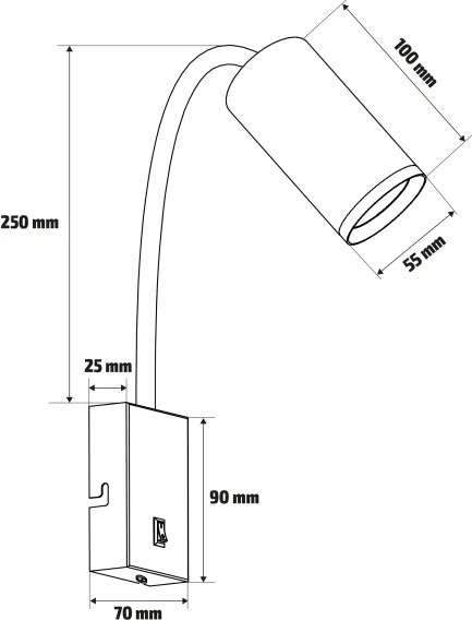 Brilagi - Aplică de perete flexibilă SELE 1xGU10/30W/230V alb/decor stejar
