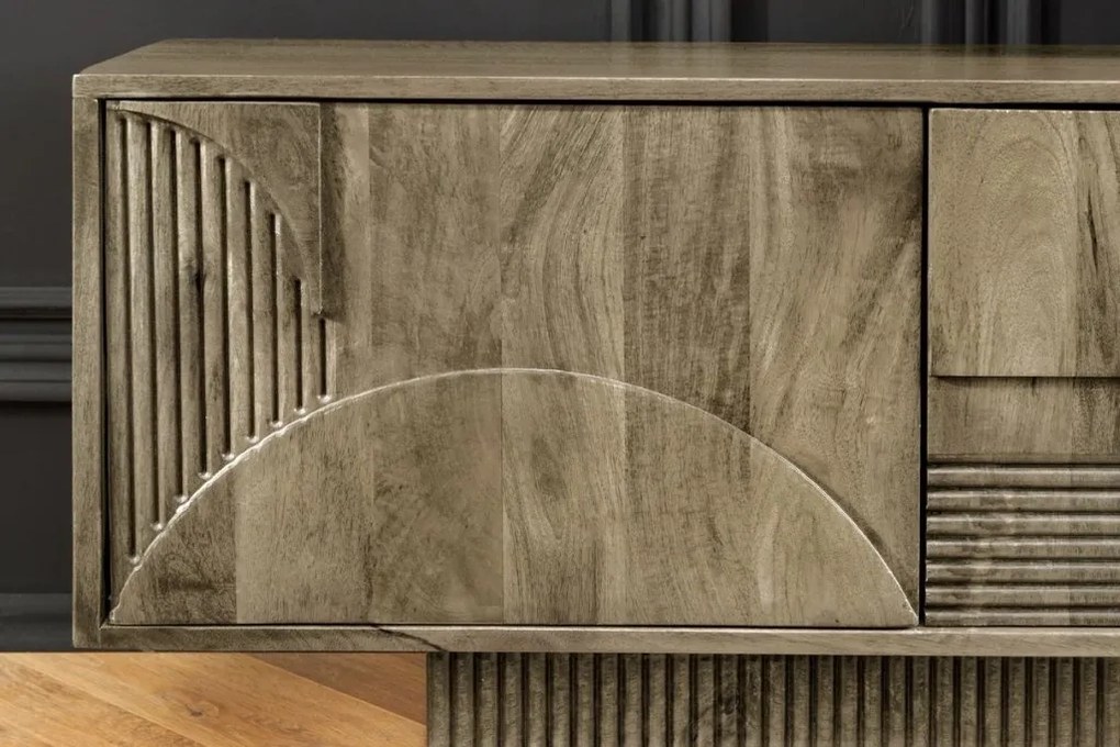 Comoda TV cu model optic 3D, Lemn mahon gri, ART DECO 200cm