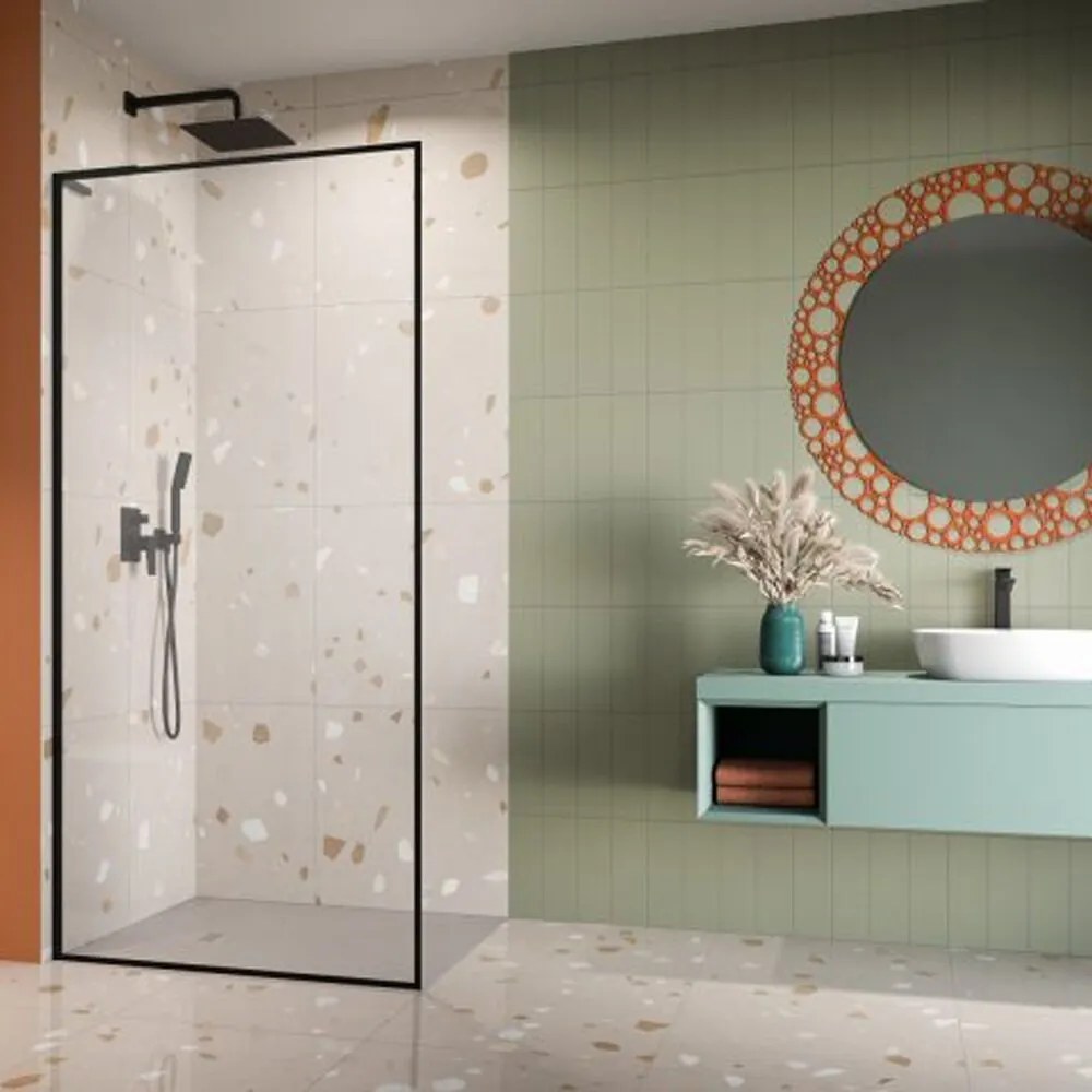 Paravan de dus tip Walk-in Radaway Modo F SL II negru mat-transparent 120 cm sticla securizata 8 mm stanga