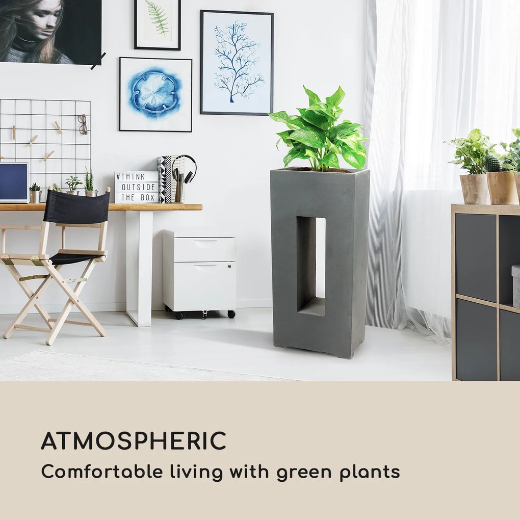 Airflor, ghiveci pentru plante 45 x 100 x 27 cm din fibră de sticlă interior / exterior gri închis