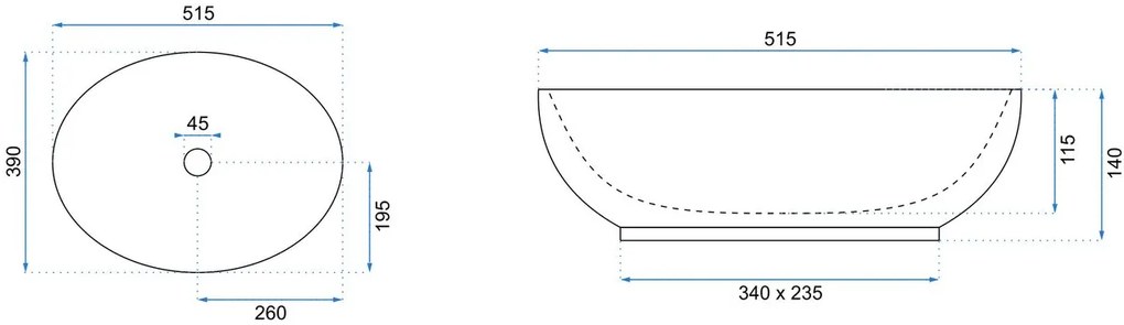 Lavoar pentru blat Rea Carola Slim Alb lucios