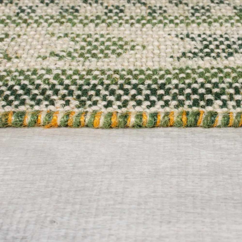 Covor verde din amestec de iută 120x170 cm Mara Jute Border – Flair Rugs