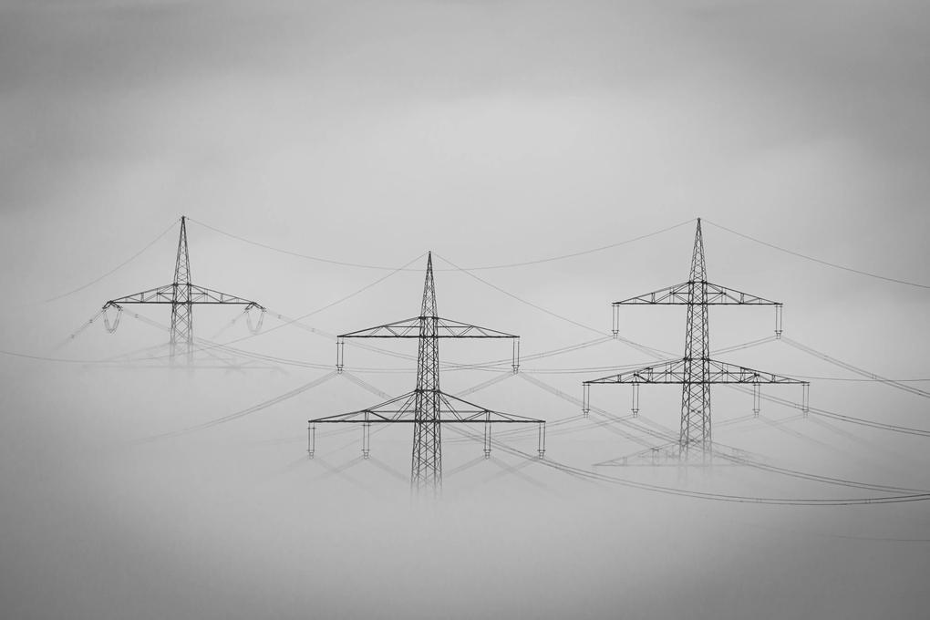 Fototapet. Simbolul Electricitatii  - Monocromie in Ceata.  Art.060201