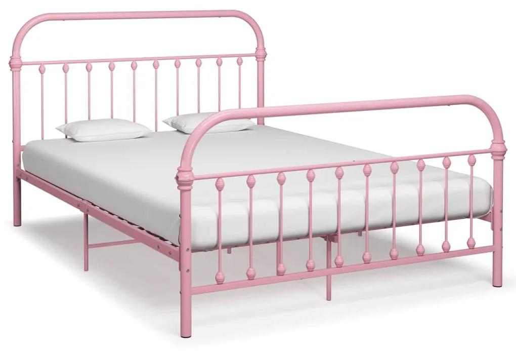 284513 vidaXL Cadru de pat, roz, 140 x 200 cm, metal