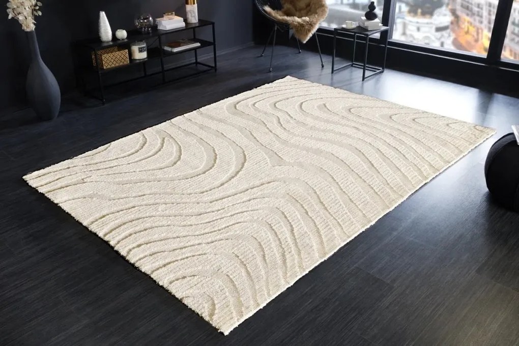Covor modern cu model in valuri Wave 170x240cm crem-bej