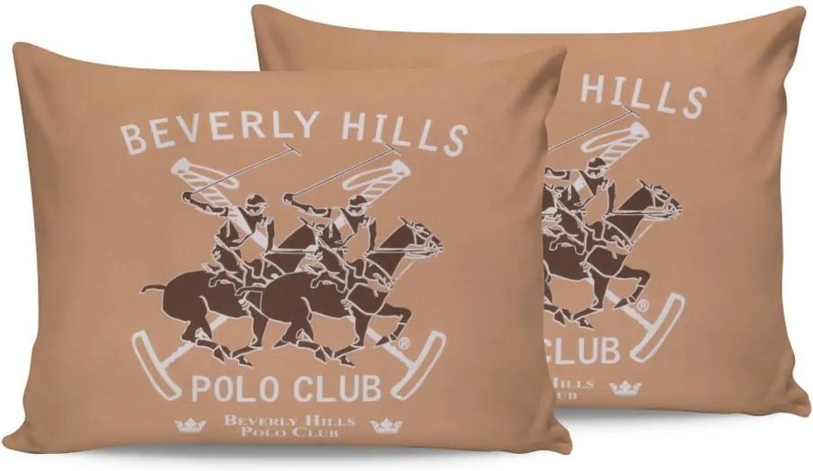 Set 2 fețe de pernă din bumbac Beverly Hills Polo Club Marro, 50 x 70 cm, maro