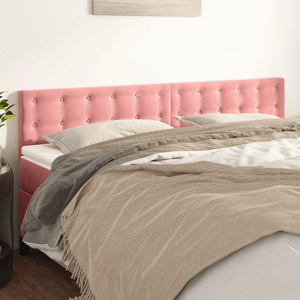 346515 vidaXL Tăblii de pat, 2 buc, roz, 90x5x78/88 cm, catifea