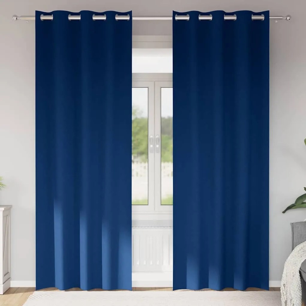 vidaXL Perdele cu perdele 2 pcs Albastru închis 225 x 140 cm Poliester