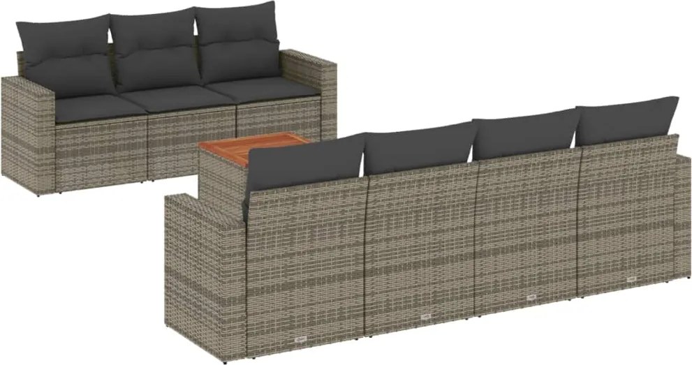 vidaXL Set canapele de grădină cu perne, 8 piese, gri, poliratan