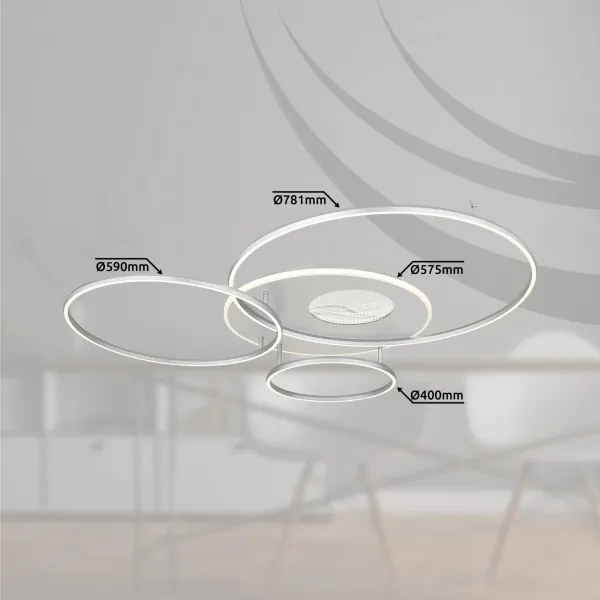 Globo 48466-70ASH-LED St plafonieră INVERTINA 70W/230V Wi‑Fi Tuya crom + telecomandă