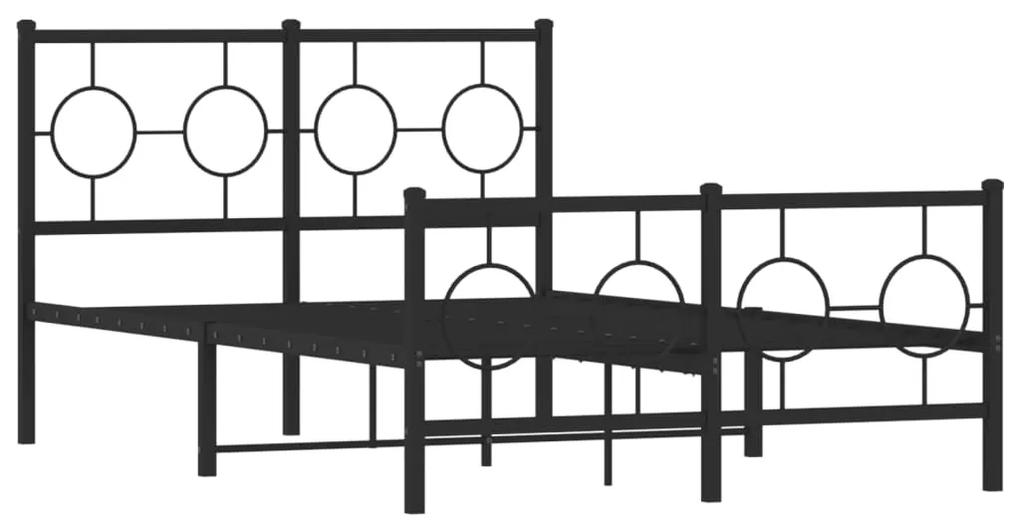 376242 vidaXL Cadru pat metalic cu tăblie de cap/picioare, negru, 120x200 cm