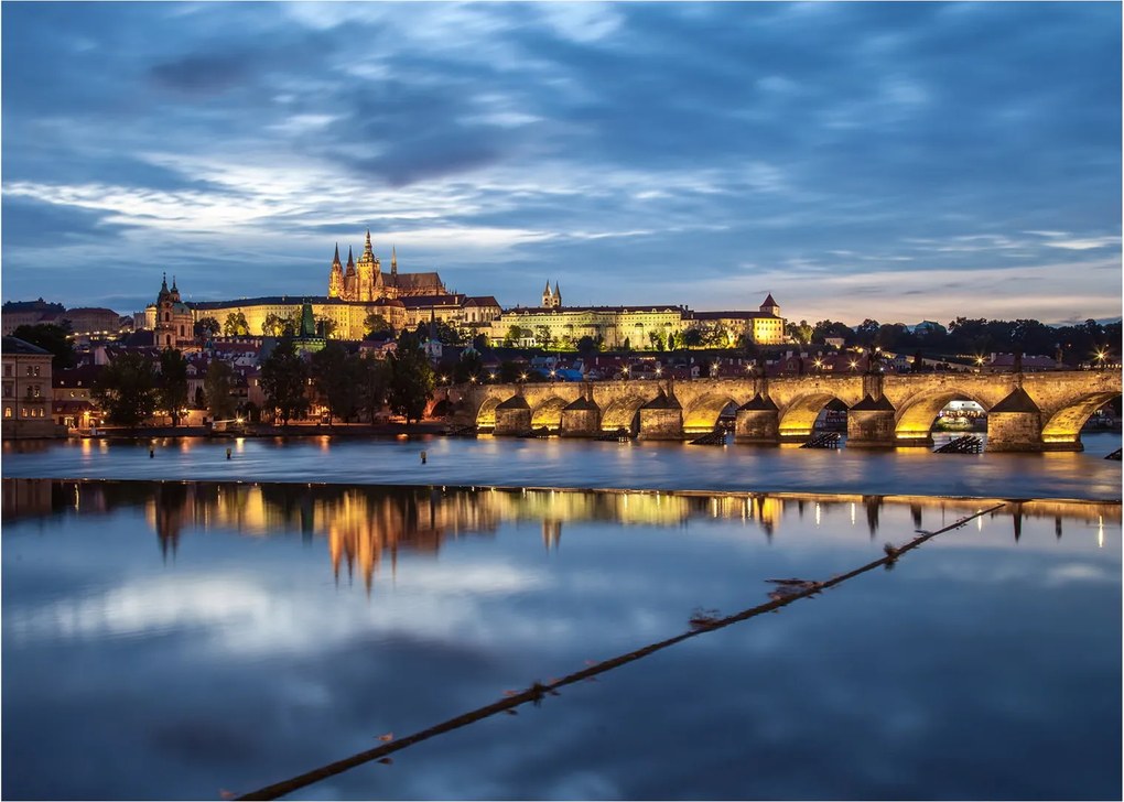 Tablou cu palatul din Praga și podul lui Carol (70x50 cm)