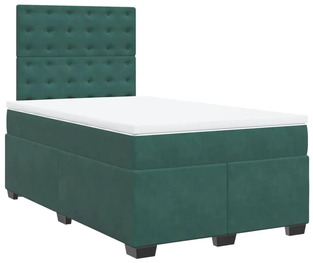 3290897 vidaXL Pat box spring cu saltea, verde închis, 120x200 cm, catifea