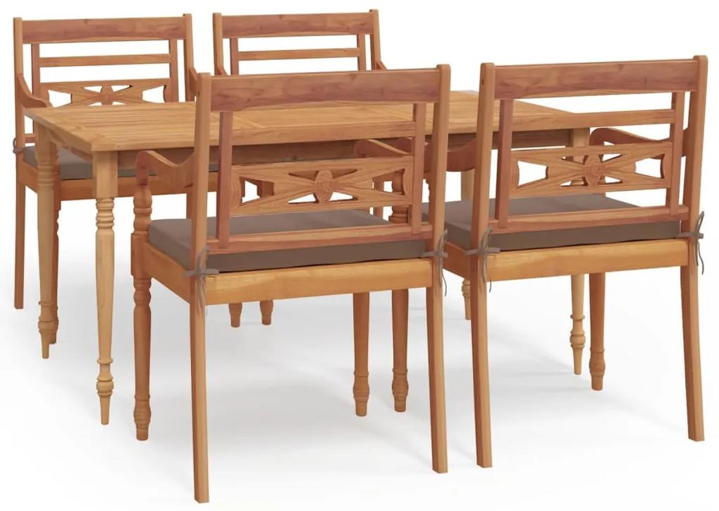 3100791 vidaXL Set mobilier de grădină cu perne, 5 piese, lemn masiv de tec