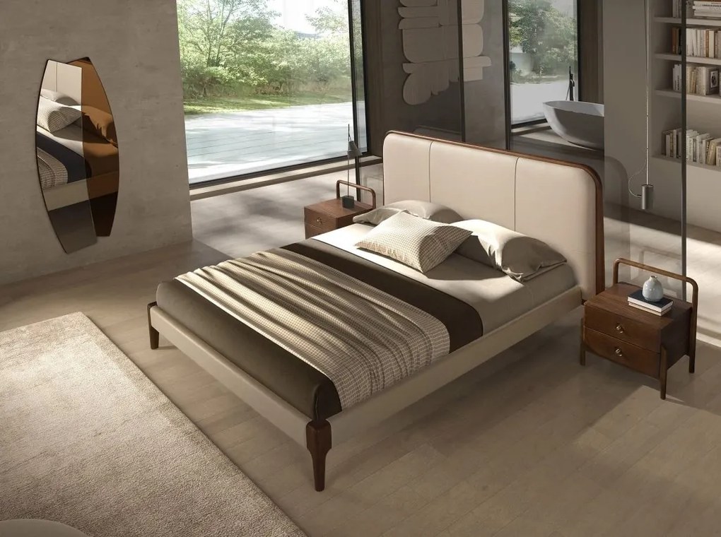 Oglinda de perete cu rama din lemn furniruit Organic walnut
