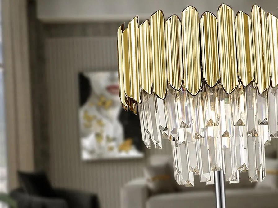 Lampadar/Lampa de podea design elegant Tiara crom/auriu