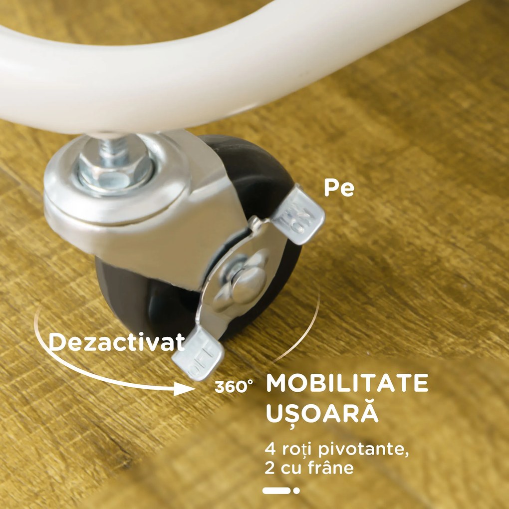 HOMCOM Cărucior de Bucătărie Multifuncțional cu 3 Nivele, Coșuri și Cârlige Detașabile, 42x38x86.5 cm, Negru | Aosom Romania