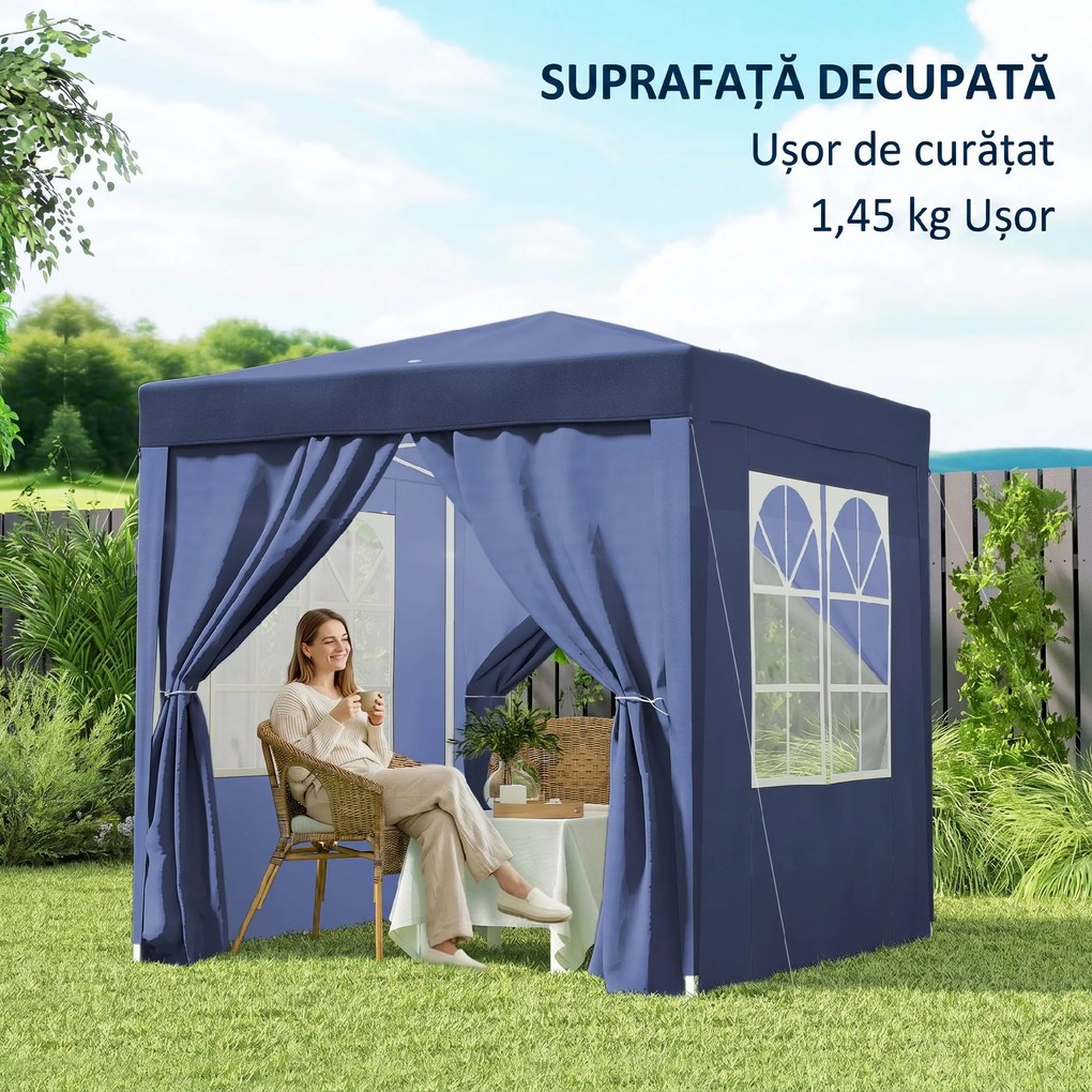 Outsunny Foisor Pliabil 2x2m cu 4 Pereți Detașabili Albastru pentru Evenimente în Aer Liber | Aosom Romania
