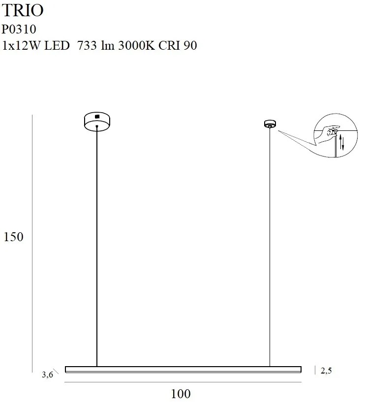 Lustra LED design modern TRIO 1 negru