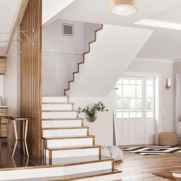 Plafonieră NATURAL 1xE27/60W/230V Ø 27,5 cm, din pin