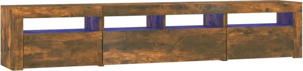 vidaXL Comodă TV cu lumini LED, stejar fumuriu, 210x35x40 cm