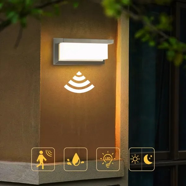 Aplică LED de exterior cu senzor Brilagi BRICKY LED/12W/230V gri IP54