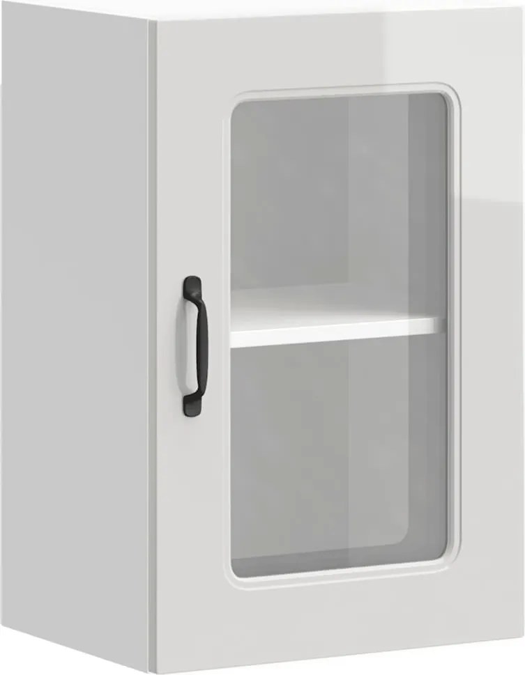 vidaXL Dulap bucătărie cu ușă sticlă Kalmar lemn prelucrat alb lucios