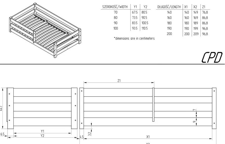 Pat pentru copii în culoare naturală din lemn de pin cu spațiu de depozitare 80x200 cm Mila CPD – Adeko