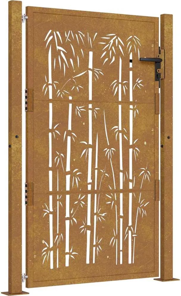 vidaXL Poartă de grădină 100x125 cm, oțel corten, design bambus