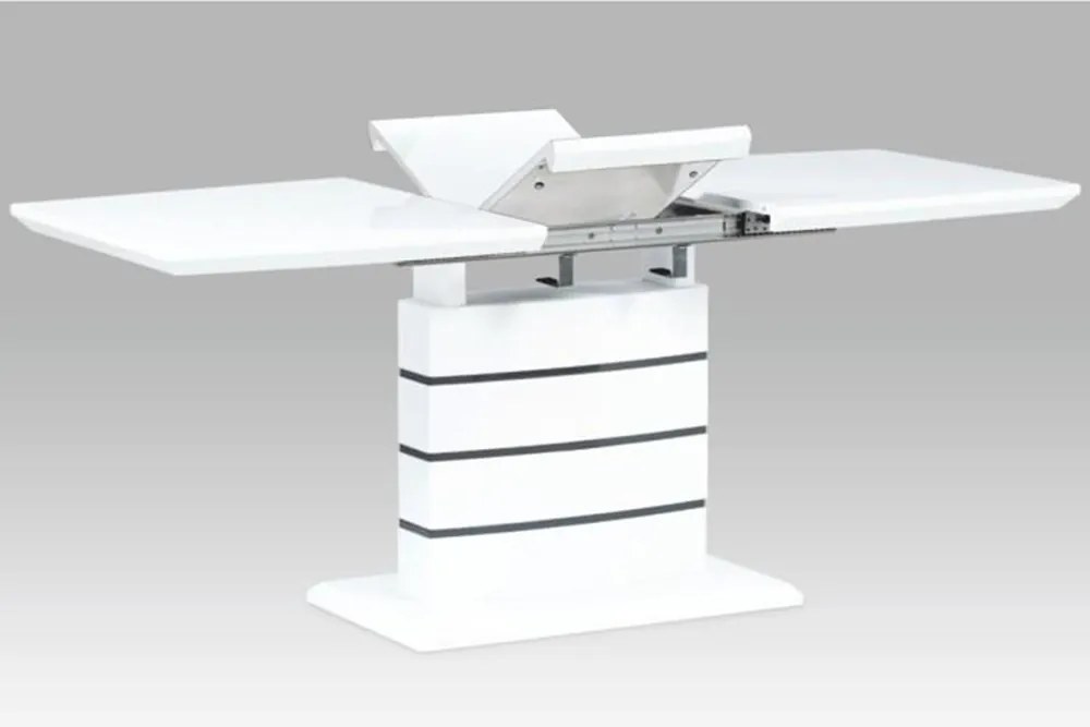 Masă extensibilă de bucătărie, alb strălucitor HG, 140-180x90 cm, MEDAN