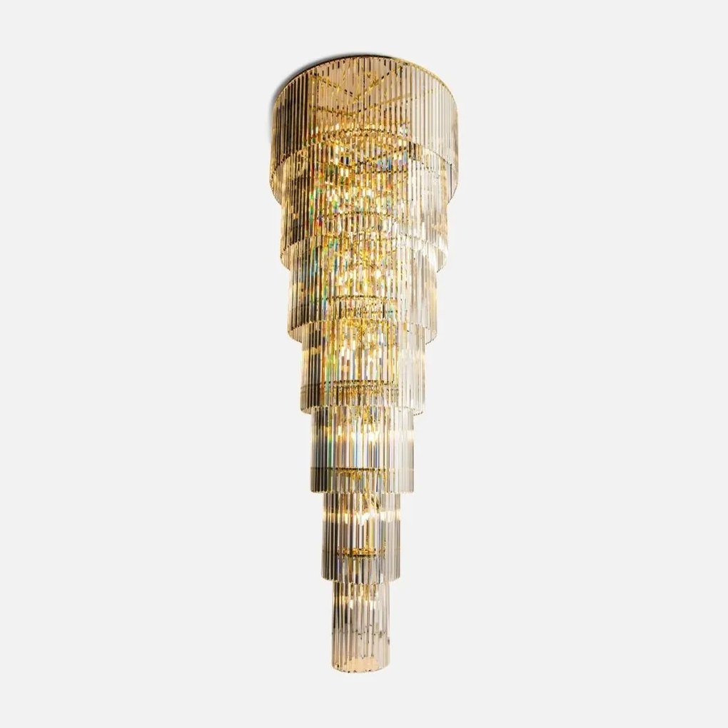 Lustra spectaculoasa pentru casa scarii sau hol LUXE auriu, H-330cm