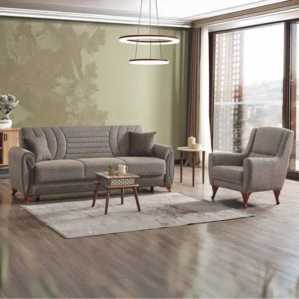 Set canapea cu 2 fotolii Tara Homs gri