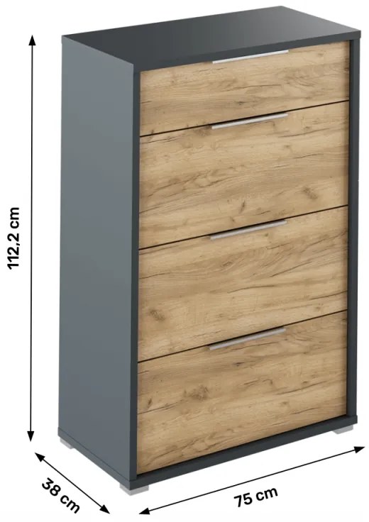 Dulap Birou RIOMA NEW TYP 22 Stejar Artisan/Grafit
