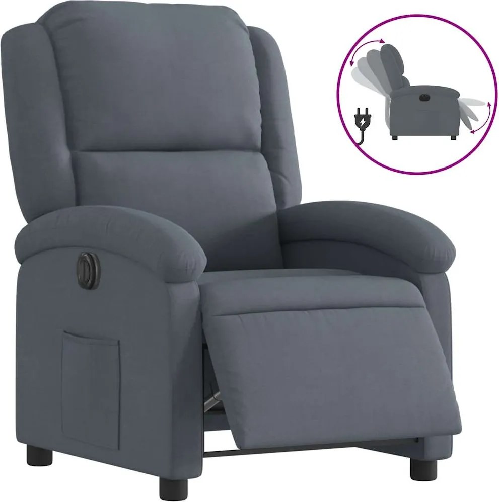 vidaXL Fotoliu rabatabil electric, gri închis, catifea