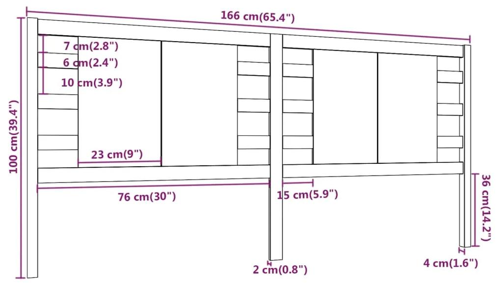 Tablie de pat, gri, 166x4x100 cm, lemn masiv de pin 1, Gri, 166 x 4 x 100 cm