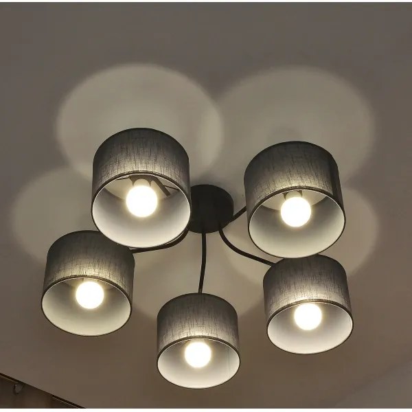Lustră aplicată ALBA, 5x E27, 15W, 230V, gri
