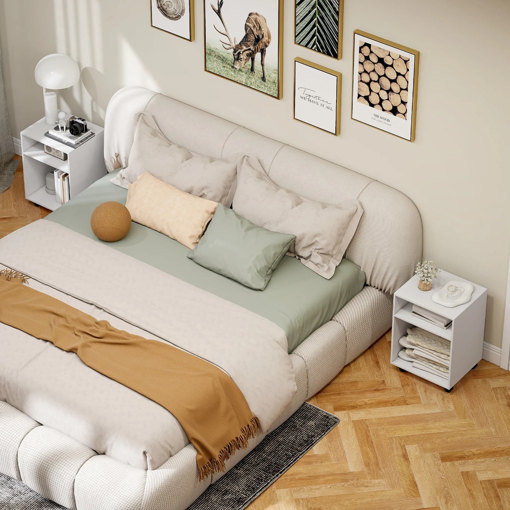 HOMCOM Dulap pentru Imprimantă cu Roți și 2 Rafturi 40x35x55.5 cm, Alb | Aosom Romania