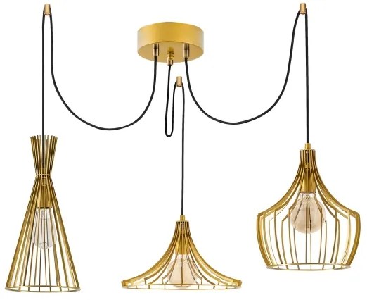 Lustră pe cablu MEZOPOTAMYA 3xE27/40W/230V auriu