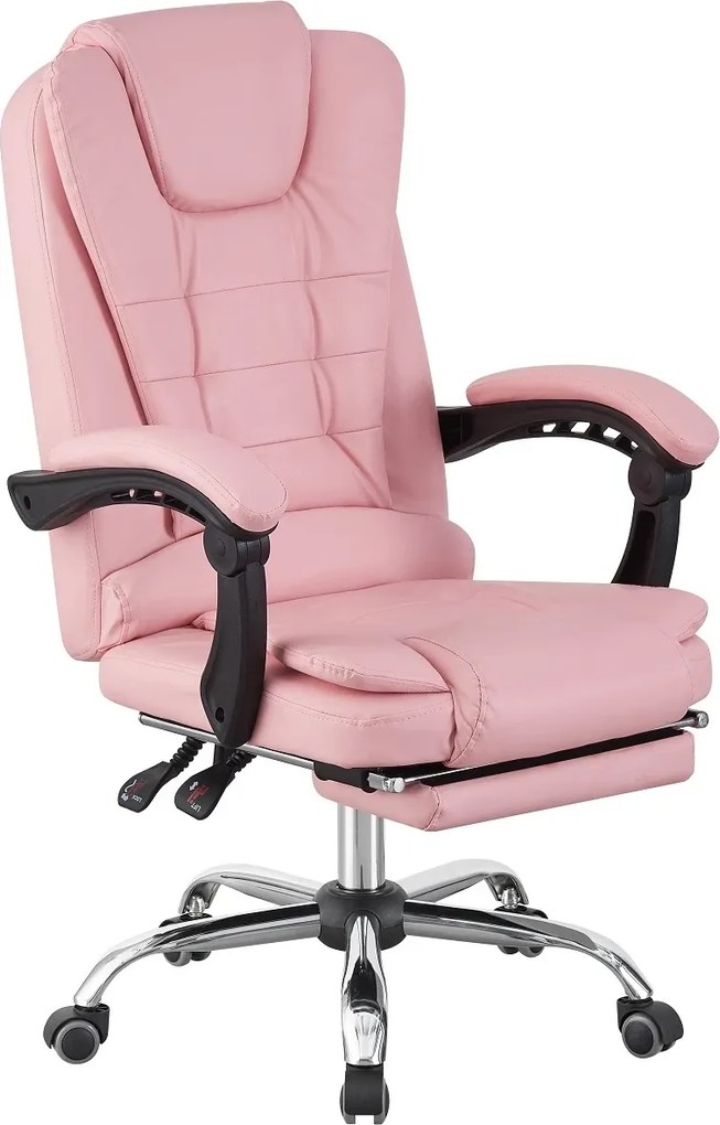 RESIGILATE- Scaun directorial, suport picioare, piele ecologică, Roz